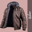 Mens Hooded Pure Lambskin Leather Jacket - Biker jacket men real leather